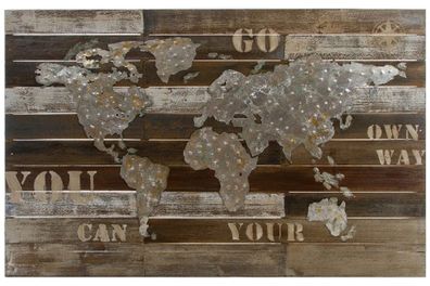 Casa Padrino Luxus Deko Wandbild Weltkarte Mehrfarbig 120 x H. 80 cm - Wanddekoration