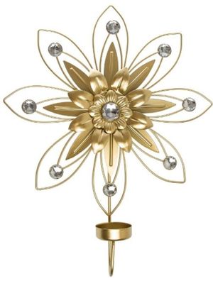 Casa Padrino Designer Wandkerzenhalter 4er Set Gold 26 x 6 x H. 32 cm - Dekorative Wa
