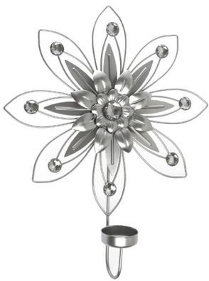 Casa Padrino Designer Wandkerzenhalter 4er Set Silber 26 x 6 x H. 32 cm - Dekorative