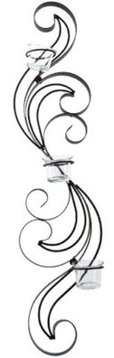 Casa Padrino Designer Wandteelichthalter Schwarz 16 x 9 x H. 74 cm - Metall Wanddeko