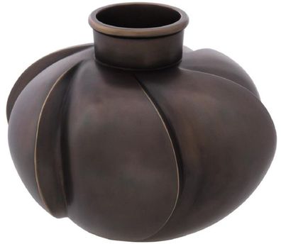 Casa Padrino Luxus Deko Messing Vase Bronze Ø 19 x H. 15 cm - Luxus Qualität