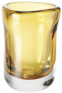 Casa Padrino Luxus Deko Glas Vase Gelb Ø 12 x H. 17 cm - Mundgeblasene Blumenvase - L