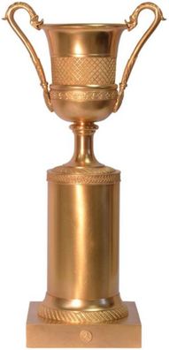 Casa Padrino Barock Bronze Deko Vase mit Sockel Bronzefarben 21,4 x 14,5 x H. 41,9 cm