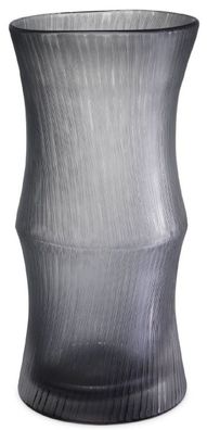 Casa Padrino Luxus Deko Glas Vase Grau Ø 18 x H. 37,5 cm - Elegante mundgeblasene Blu