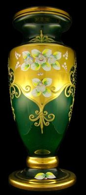 Casa Padrino Luxus Barock Glas Vase Grün / Mehrfarbig / Gold H. 60 cm - Prunkvolle ha