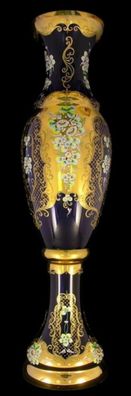 Casa Padrino Luxus Barock Glas Vase Blau / Mehrfarbig / Gold H. 110 cm - Prunkvolle h