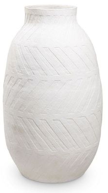 Casa Padrino Luxus Tonvase Weiß Ø 60 x H. 106,5 cm - Handgefertigte Runde Deko Vase