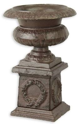 Casa Padrino Barock Vase Antik Braun Ø 14,3 x H. 21,7 cm - Kleine runde Gusseisen Blu