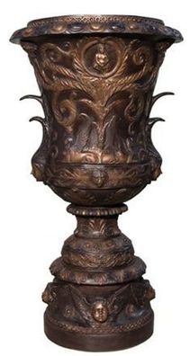 Riesiger Barock Bronze Blumenkübel Pflanzenkübel Jugendstil H 112 x 61 x 61 cm - Luxu