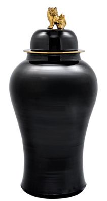 Casa Padrino Luxus Deko Vase Schwarz / Gold Ø 54 x H. 115 cm - Chinesische Porzellan