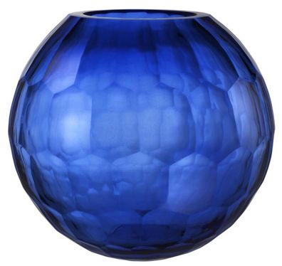 Casa Padrino Glas Vase / Blumenvase Blau Ø 30 x H. 26 cm - Luxus Wohnzimmer Deko