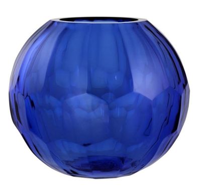 Casa Padrino Glas Vase / Blumenvase Blau Ø 19 x H. 16 cm - Luxus Wohnzimmer Deko