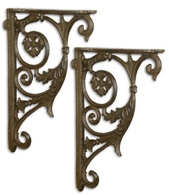 Casa Padrino Jugendstil Wandhalter Set Antik Braun 18 x H. 26,6 cm - Barock & Jugends
