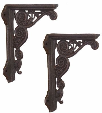 Casa Padrino Jugendstil Gusseisen Wandhalter Set Antik Dunkelbraun 13,7 x H. 19,6 cm