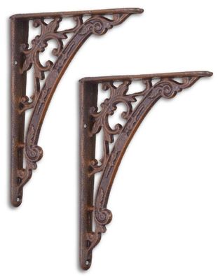 Casa Padrino Jugendstil Gusseisen Wandhalter Set Antik Braun 14 x H. 18,6 cm - Wandde