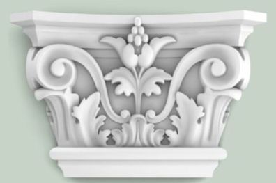 Casa Padrino Barock Zierelement Säulen Kopfteil Weiß 22,8 x 6,2 x H. 14,9 cm - Wandde