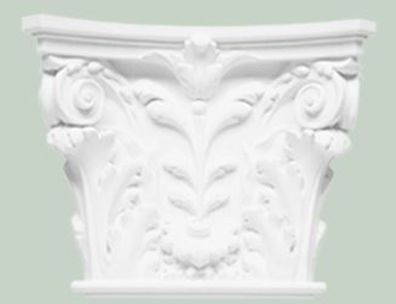 Casa Padrino Barock Zierelement Säulen Kopfteil Weiß 42,5 x 10,5 x H. 35 cm - Wanddek