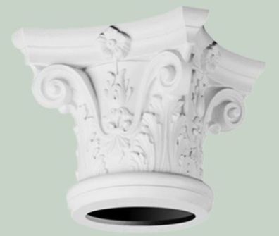 Casa Padrino Barock Wanddeko Säulen Kopfteil Weiß 36 x 36 x H. 30 cm - Barock Deko Zi