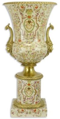 Casa Padrino Barock Vase Creme / Mehrfarbig / Gold Ø 30,8 x H. 64,5 cm - Prunkvolle P