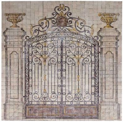 Casa Padrino Luxus Barock Deko Wandgemälde Das Prunkvolle Tor Beige / Mehrfarbig 290