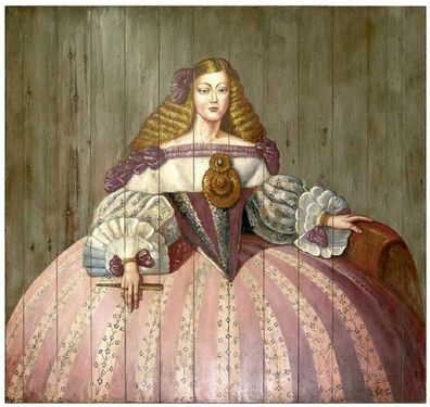 Casa Padrino Luxus Barock Wandgemälde Lady Mehrfarbig 198 x H. 200 cm - Handgemaltes