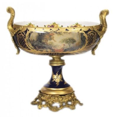 Casa Padrino Barock Porzellan Schale Kobalt / Gold - Grand Decor - Hotel Dekoration