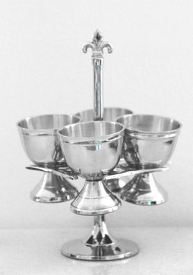 Casa Padrino Luxus Eierbecher Set mit Ständer Streuer Messing vernickelt Antik Stil