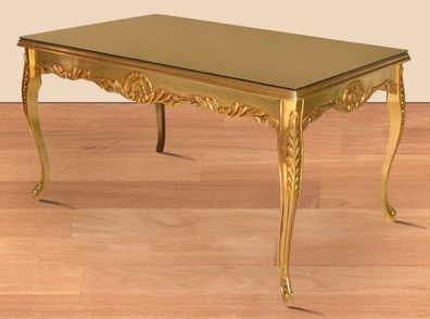 Casa Padrino Barock Esstisch Gold 200 x 100 x H. 90 cm - Massivholz Küchentisch mit G