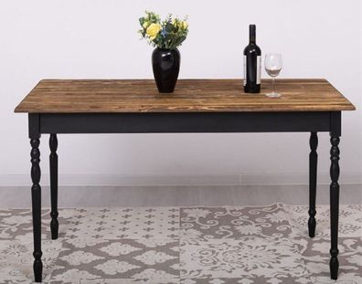 Casa Padrino Landhausstil Esstisch Dunkelbraun / Schwarz 140 x 70 x H. 78 cm - Massiv