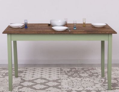 Casa Padrino Landhausstil Esstisch Dunkelbraun / Grün 140 x 70 x H. 78 cm - Massivhol