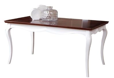 Casa Padrino Luxus Art Deco Esstisch Weiß / Dunkelbraun 160-250 x 90 x H. 77,5 cm - A