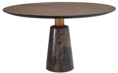 Casa Padrino Luxus Esstisch Grau Ø 132 x H. 76 cm - Runder Marmor Küchentisch - Luxus