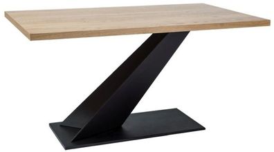 Casa Padrino Designer Massivholz Esstisch Naturfarben / Schwarz 150 x 90 x H. 78 cm