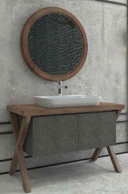 Casa Padrino Luxus Badezimmer Set Dunkelbraun / Dunkelgrau - 1 Waschtisch mit 2 Türen