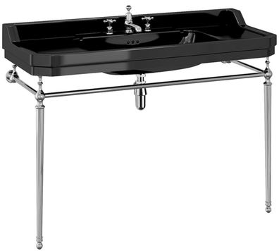 Casa Padrino Luxus Jugendstil Waschtisch Schwarz / Silber 121 x 51 x H. 90 cm - Porze