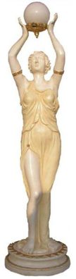 Casa Padrino Jugendstil Außenstehleuchte Skulptur Römerin Creme / Beige / Gold H. 180