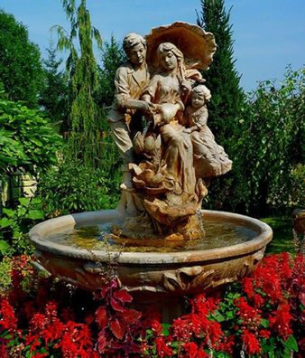 Casa Padrino Jugendstil Gartenbrunnen Braun / Grau Ø 95 x H. 164 cm - Barock & Jugend