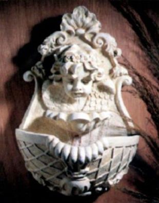 Casa Padrino Jugendstil Mini Wandbrunnen Engel Weiß / Beige H. 41 cm - Gartenbrunnen