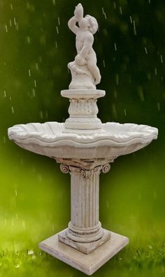 Casa Padrino Jugendstil Gartenbrunnen / Springbrunnen Junge mit Muschel Grau Ø 125 x