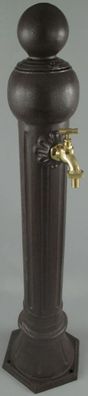 Casa Padrino Jugendstil Garten Wassersäule rustikal Braun / Messing Ø 23 x H. 97 cm