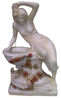 Casa Padrino Jugendstil Gartenbrunnen Creme / Beige / Rot / Gold 91 x H. 140 cm - Ele
