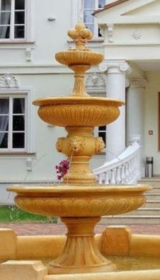 Casa Padrino Barock Springbrunnen Beige Ø 150 x H. 280 cm - Prunkvoller Gartenbrunnen