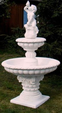 Casa Padrino Barock Springbrunnen Weiß Ø 114 x H. 185 cm - Prunkvoller Gartenbrunnen