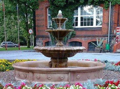 Casa Padrino Barock Springbrunnen mit Umrandung Braun Ø 265 x H. 180 cm - Gartenbrunn