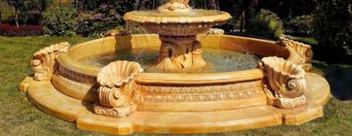 Casa Padrino Barock Springbrunnen Umrandung Beige Ø 445 x H. 58 cm - Runde Gartenbrun