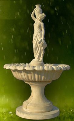 Casa Padrino Jugendstil Springbrunnen Dame mit Krügen Grau Ø 153 x H. 251 cm - Prunkv