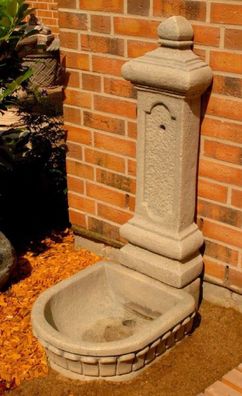 Casa Padrino Jugendstil Wandbrunnen Grau H. 122 cm - Prunkvoller Gartenbrunnen - Gart