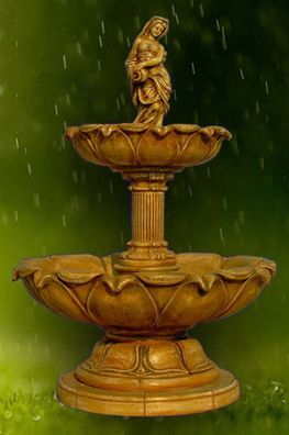 Casa Padrino Jugendstil Springbrunnen Antik Beige Ø 145 x H. 215 cm - Prunkvoller Gar