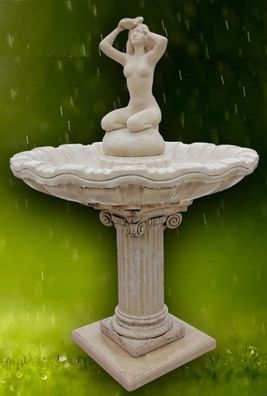 Casa Padrino Jugendstil Springbrunnen Grau Ø 125 x H. 179 cm - Prunkvoller Gartenbrun