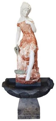 Casa Padrino Luxus Jugendstil Marmor Springbrunnen Dame Rot / Weiß / Grau / Schwarz